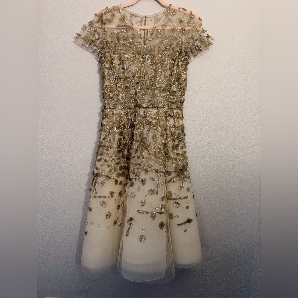 Oscar de la Renta Gold Cocktail Dress